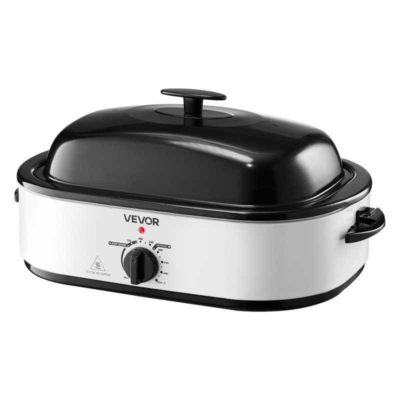 Rôtissoire électrique 18QT avec couvercle autoportant, Blanc/Noir
