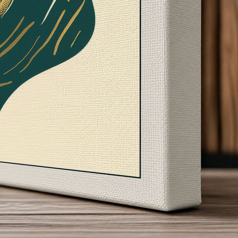 Golden Koi in Motion Japandi 1 Piece Wrapped Canvas Wall Art, 36x24 - 91.4 x 61.0 cm, Cream Border
