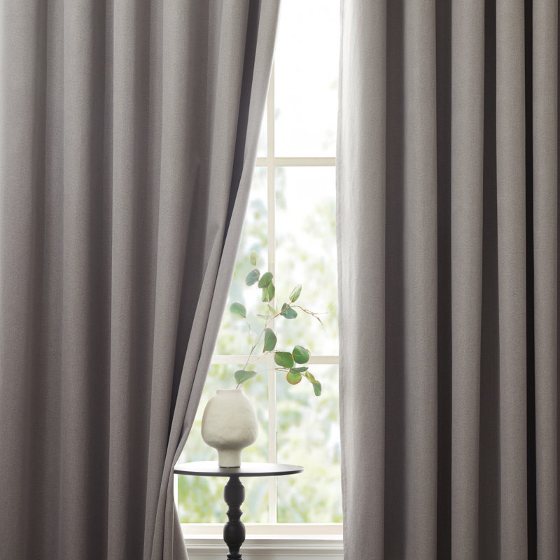 Linen Blend Blackout Curtain Panel Pair, Beige, 168cm Width x 137cm Drop