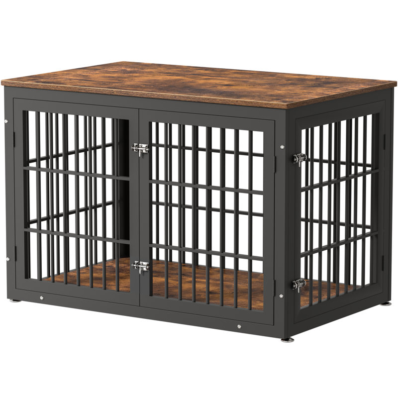 Meuble de rangement robuste pour chien de 46 pouces, table de bout décorative pour animal de compagnie, chenil en bois pour l'intérieur