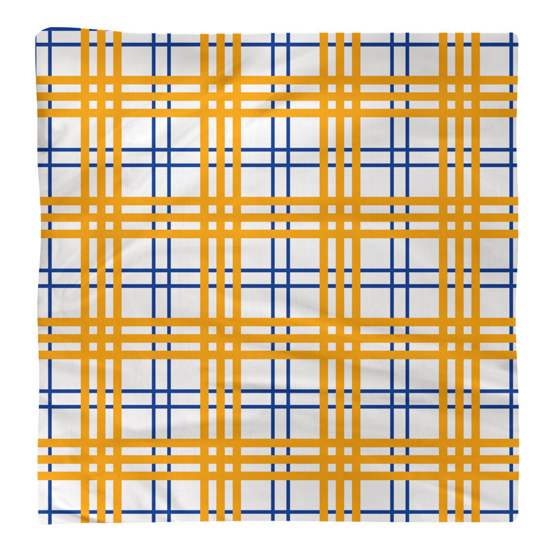Plaid Square Napkin, White/Blue/Gold, 22" x 22", Polyester