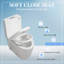 Toilette une pièce, 1,1 / 1,60 GPF écoénergétique à double chasse allongée et à hauteur de plancher confort, toilette standard de taille standard avec siège à fermeture douce incluse, blanc brillant