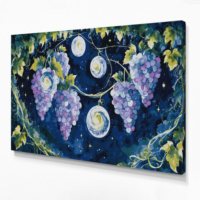 «Fruit Grape Moon Drops», art mural sur toile bleue, H 20 po x l 24 po