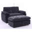 Fauteuil de loisir, fauteuil inclinable double, dossier réglable manuellement, accoudoirs rembourrés, port de charge USB latéral et support pour téléphone, livré avec un repose-pieds de rangement assorti - noir-278495120