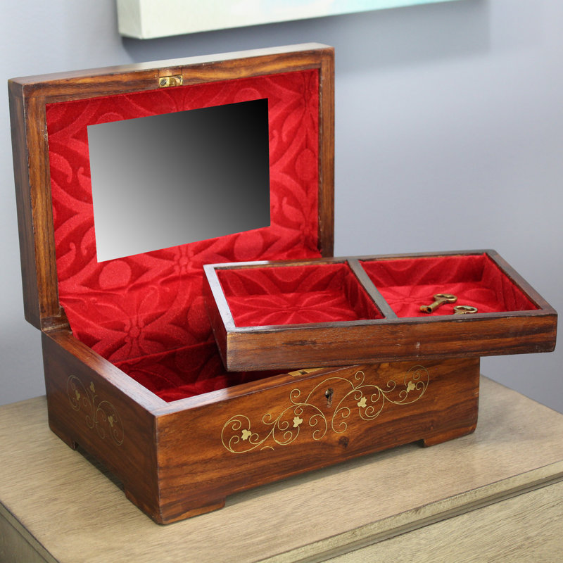 Coffret décoratif en bois sculpté à la main en bois de rose Abramson