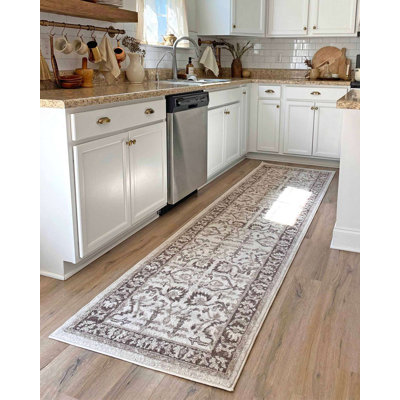 Tapis floral tissé à la machine en polypropylène crème