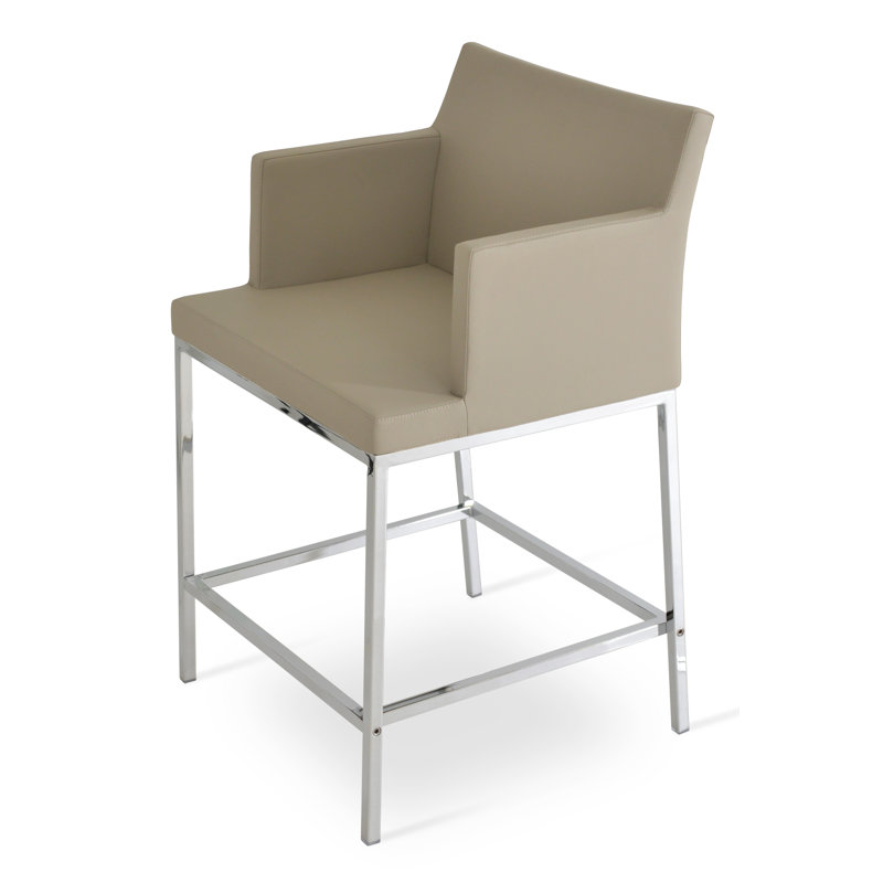 Soho Metal Counter & Bar Stool, Bar Stool (30" Seat Height), Bone Faux Leather