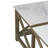 Karlotte Coffee Table, 40 Inch Square White Genuine Marble Top, Sandblasted Washed Ash Gray Mango Wood Geometric Frame