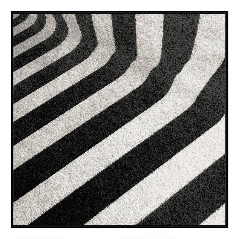 Tapis gris moelleux à rayures douces et douces Elbridge, Carré 7 pi