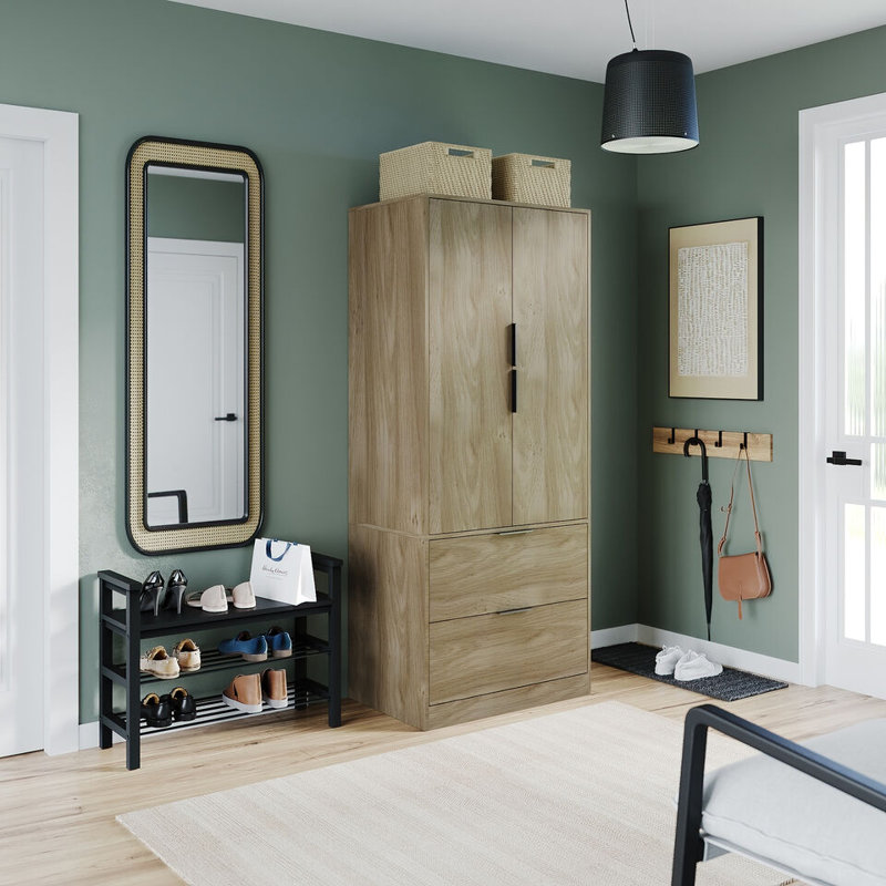 Sibby 2 Door Solid Wood Wardrobe, Oak