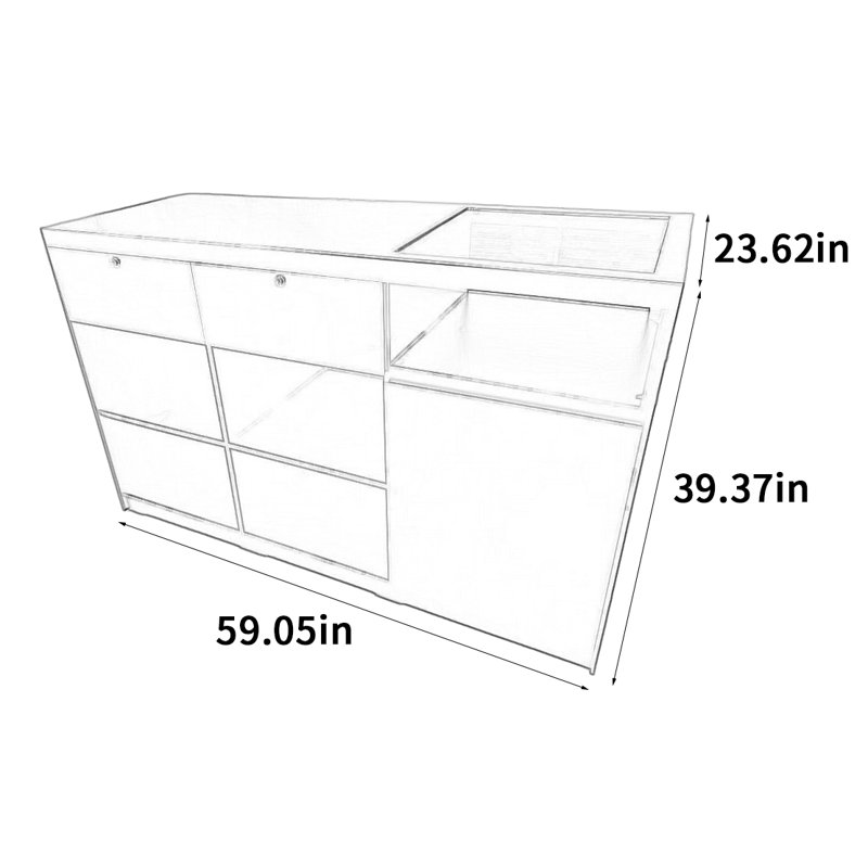 Simple modern display cabinet, 39.37" H x 59.05" W x 23.62"D