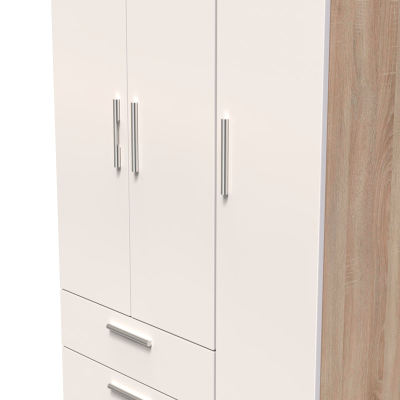 Borgeson Manufactured Wood Wardrobe, Kashmir Gloss/Bardolino Oak