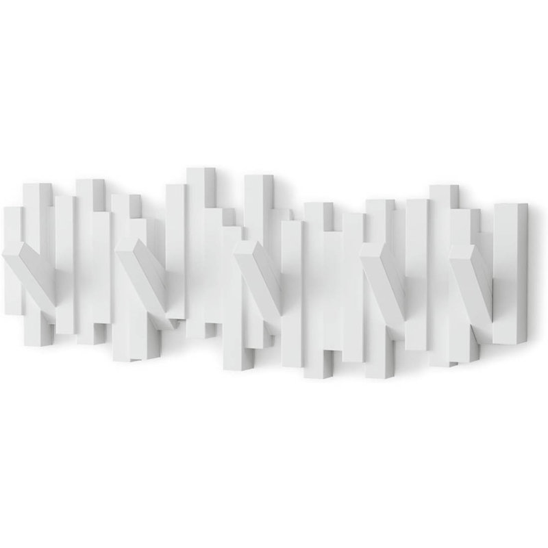 Plastic Wall 5 - Hook Coat Rack, White