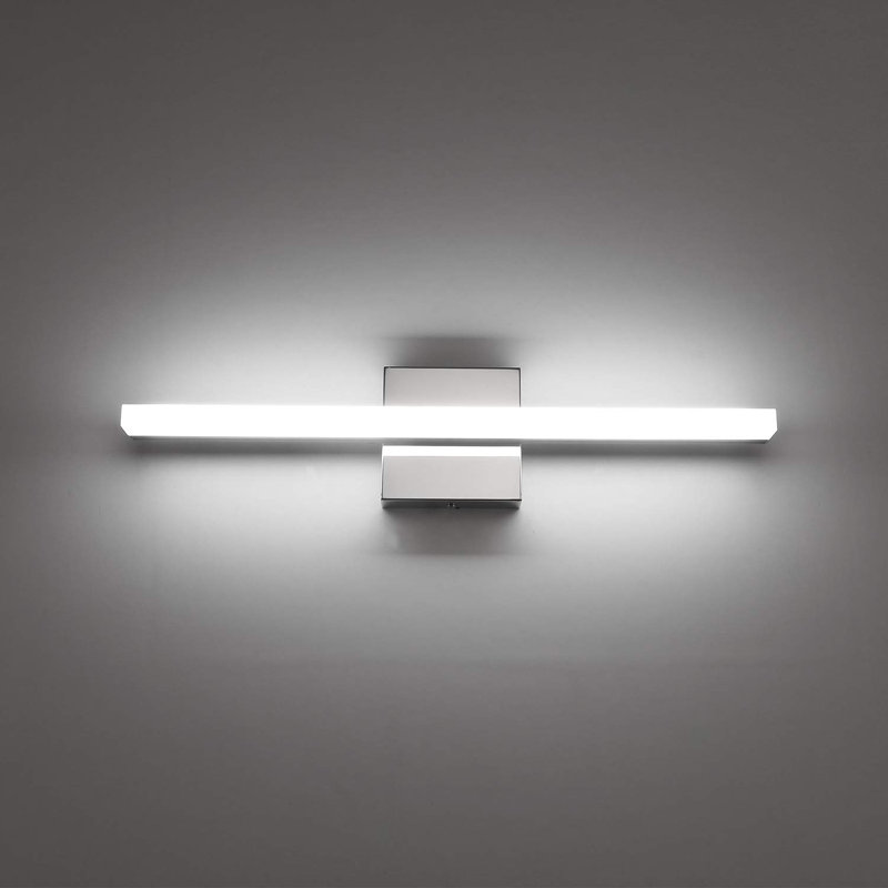 Luminaire de salle de bain moderne au-dessus d'un miroir Barre d'éclairage en chrome IP44 9W de 16 pouces pour luminaires muraux de salle de bain blanc froid 6000K