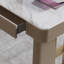 Bureau 5 tiroirs blanc + kaki + or fritté rectangulaire + bois manufacturé + acier inoxydable-832430331-832430325