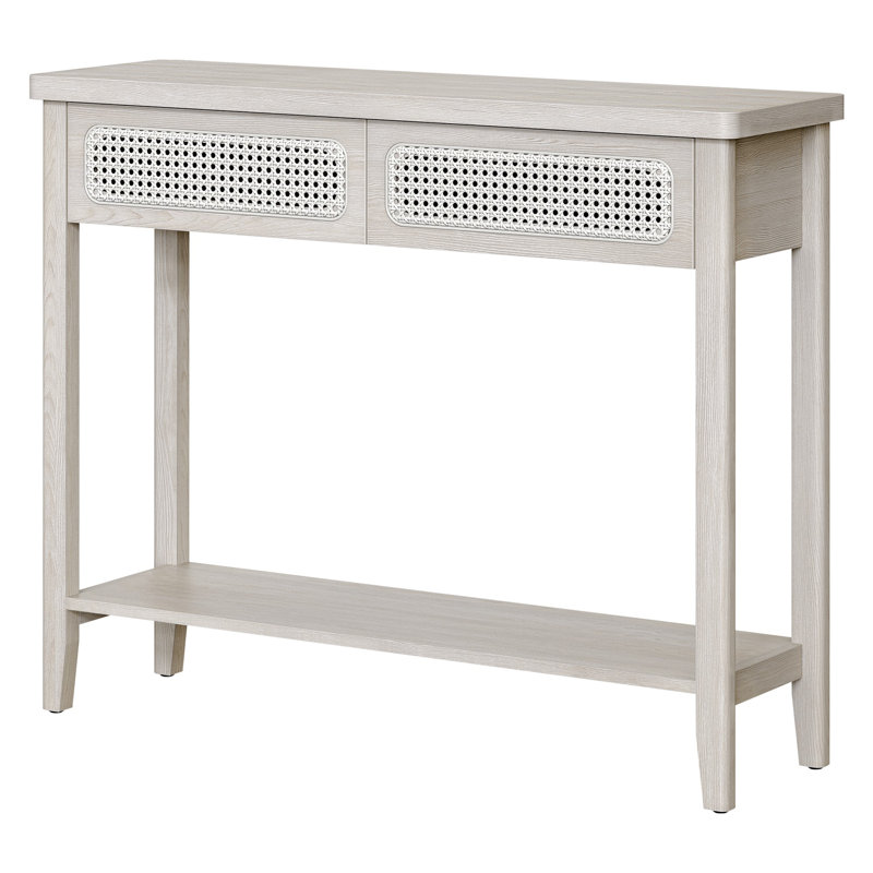 39.4" Console Table With 2 Drawers, Oatmeal Beige