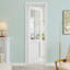 Porte pré-suspendue en verre transparent 32 po x 80 po à 6 lumières avec charnières argentées, plaque de porte en verre transparent, pouvant être peinte et imperméable, combinaison pour la lessive, portes de placard, portes de chambre, main gauche-123514561-123514557-123514555