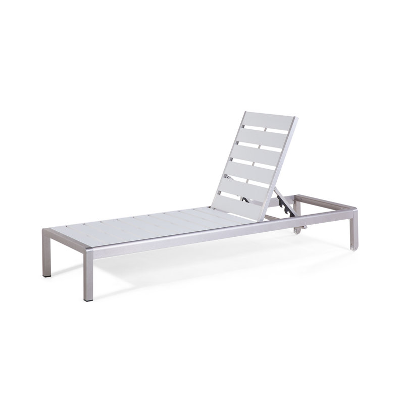198cm Long Reclining Single Chaise, Silver/White