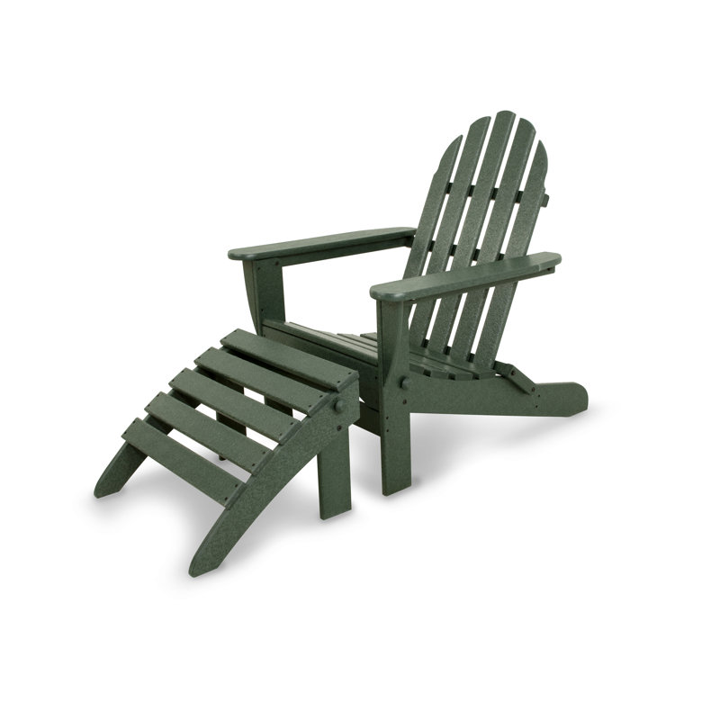 POLYWOOD Classics 2-Piece Folding Adirondack Set, Green