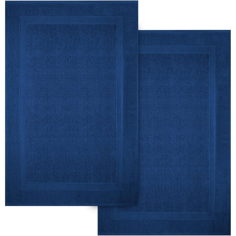 Cotton Bath Mat, Tranquil Navy