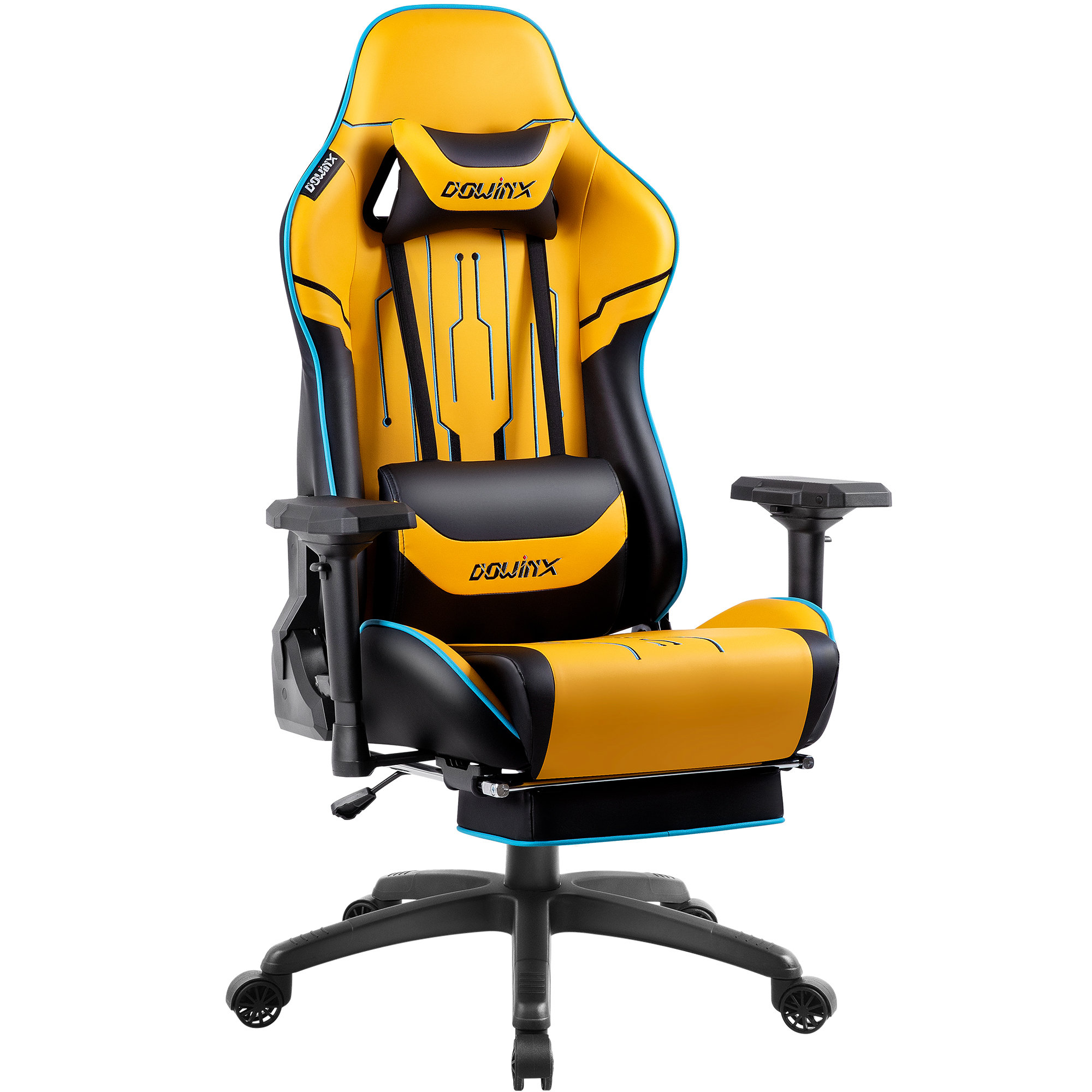 Dowinx Adjustable Reclining Ergonomic Leather Swiveling PC & Racing Game Chair with Footrest