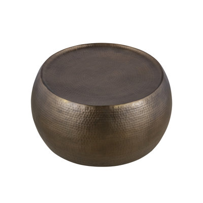 Table basse en aluminium martelé à la main, ronde de 32 po, cuivre antique, sans assemblage, idéale pour décorer une table ronde au design martelé à la main, assemblage requis