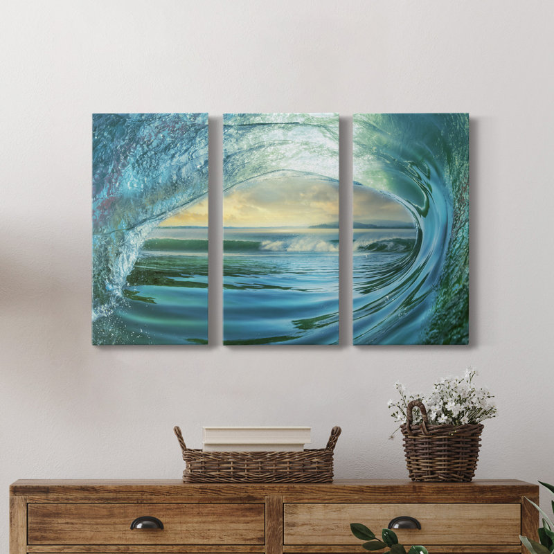 Big Wave - Photographie sur toile tendue 3 pièces, H 36 po x l 72 po x P 1 po