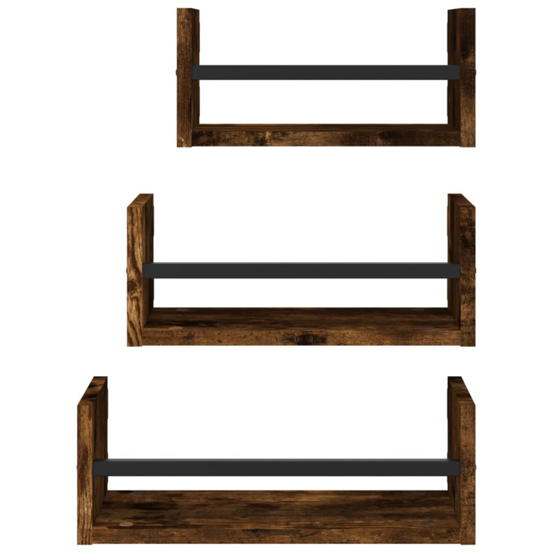 Adreina 3 Piece Floating Shelf, Smoked Oak