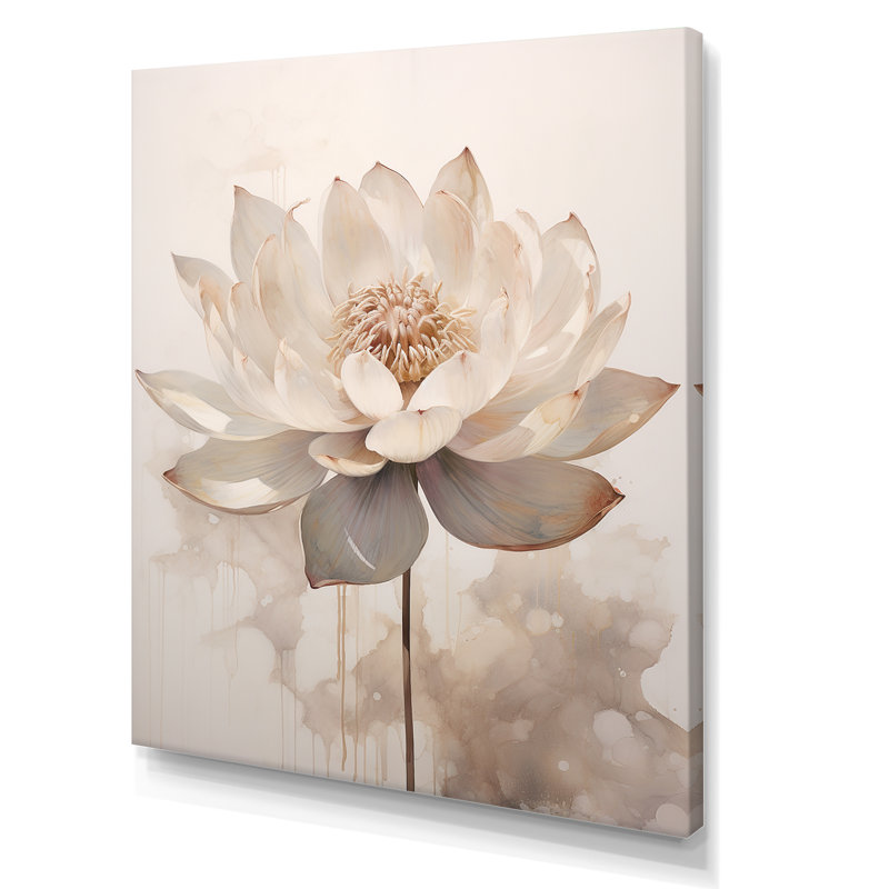 Réflexions beiges de lotus, Toile tendue, H 32 po x l 24 po x P 1 po