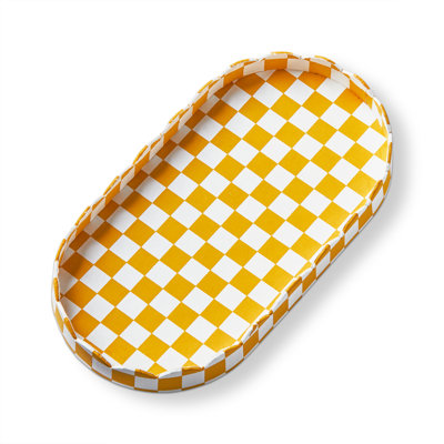 Yellow Checker Tray Handmade Paper