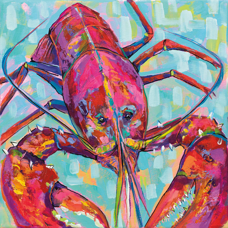 " Lilly Lobster III ", 20" H x 20" W, Walnut Floater Framed, No