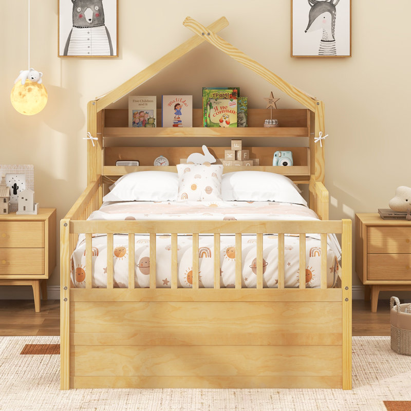 Lit tapissier Elvon, Naturel, Lit double