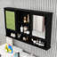Armoire à pharmacie moderne avec tablettes de rangement ouvertes et portes à fermeture douce-36972329