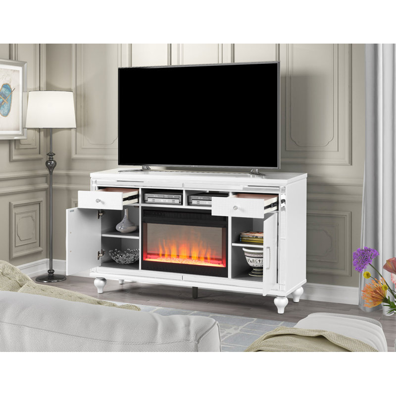 Meuble télé avec foyer éléctrique, Blanc