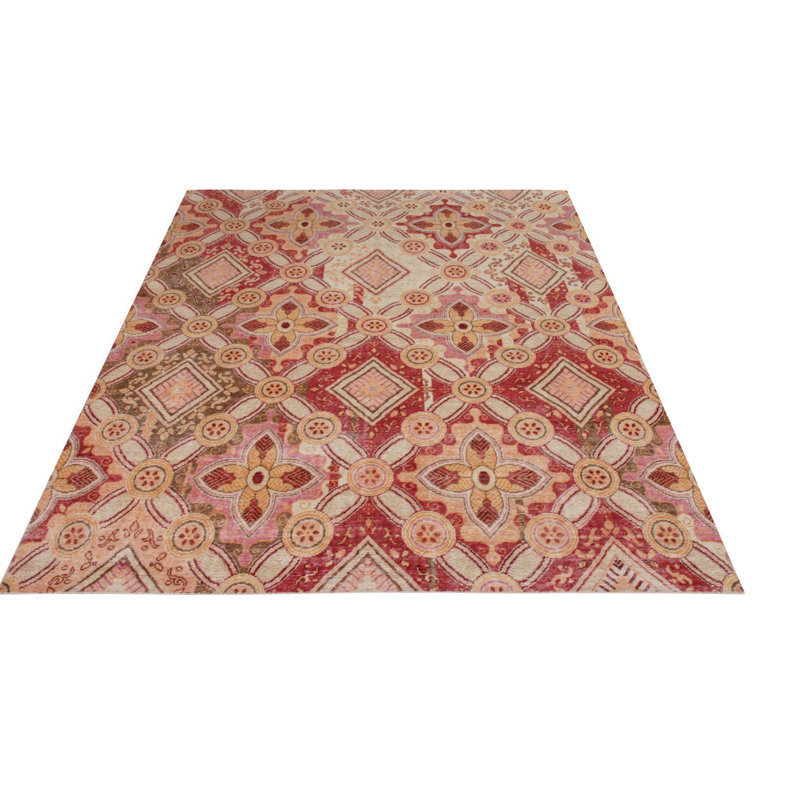 Distressed Homage Hand Knotted Wool Floral Area Rug, Rectangle 10' x 14'