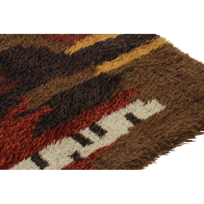 Vintage Swedish Rya Rug, Colorful Scandinavian Abstract Patterns - Rug & Kilim