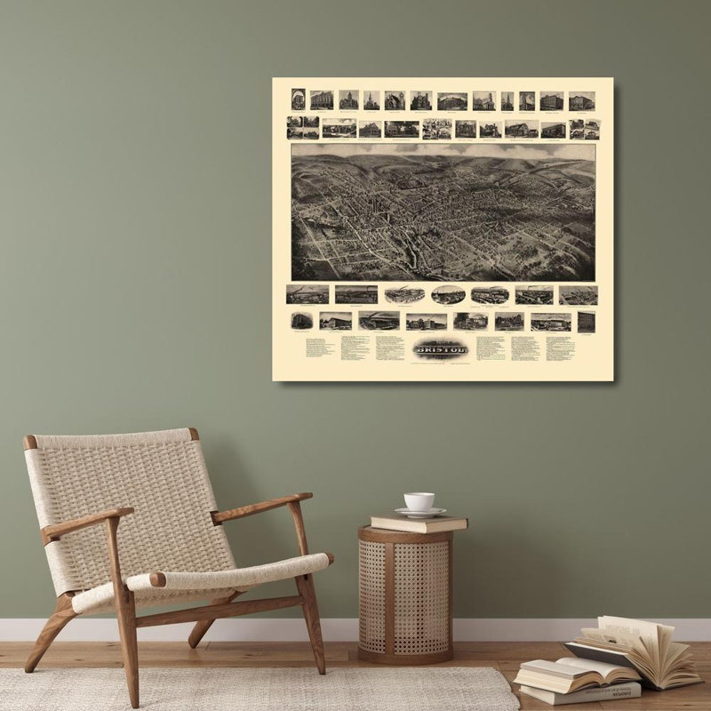 Art sur toile tendue avec châssis Bailey, titre: Bristol Connecticut - Bailey 1907, 28" H x 31" W