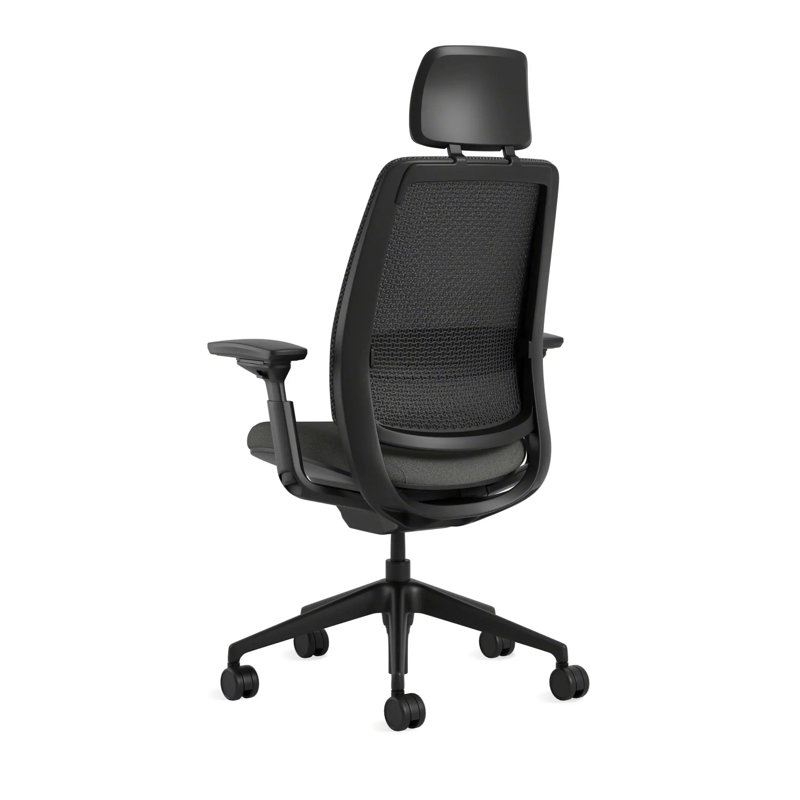 Steelcase Series 2 3D Microknit Airback Task Chair with Headrest, Pink Lemonade/Nickel, Carpet, Black