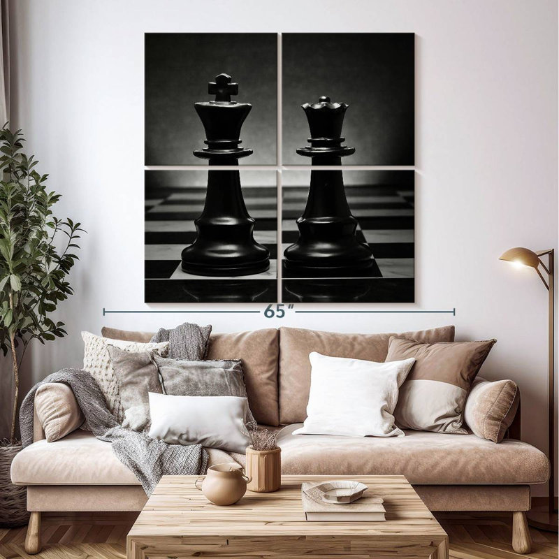 Paire d'échecs noire Senne, H 50 po x l 50 po