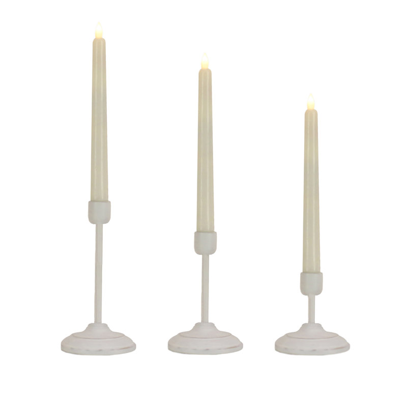 Ivory Flameless LED Candles with White Base and Remote