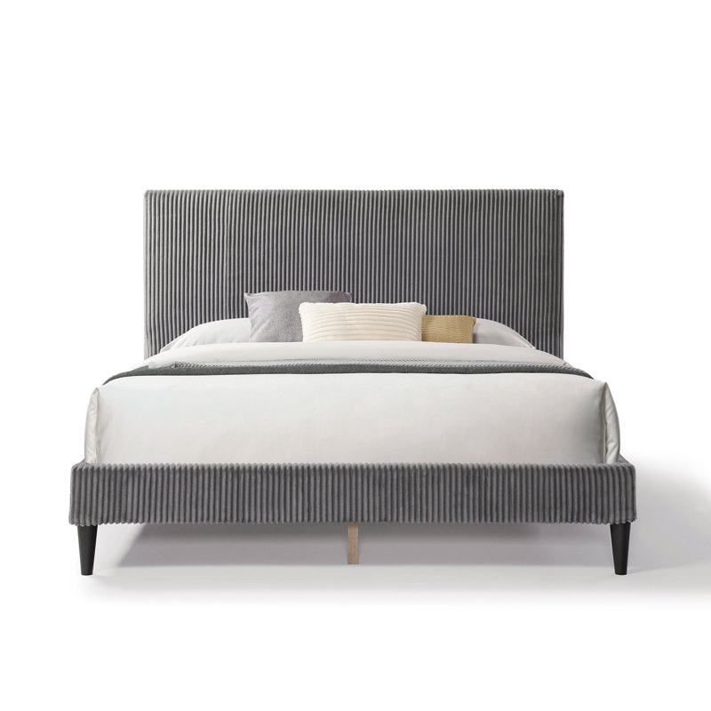 Upholstered Platform Bed, Gray