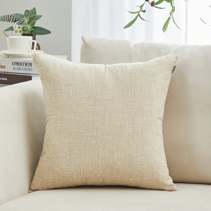 Coussin décoratif en lin, Crème, crème