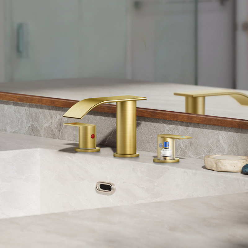 Robinet pour salle de bain à 2 poignées avec drain Forious®, Or brossé