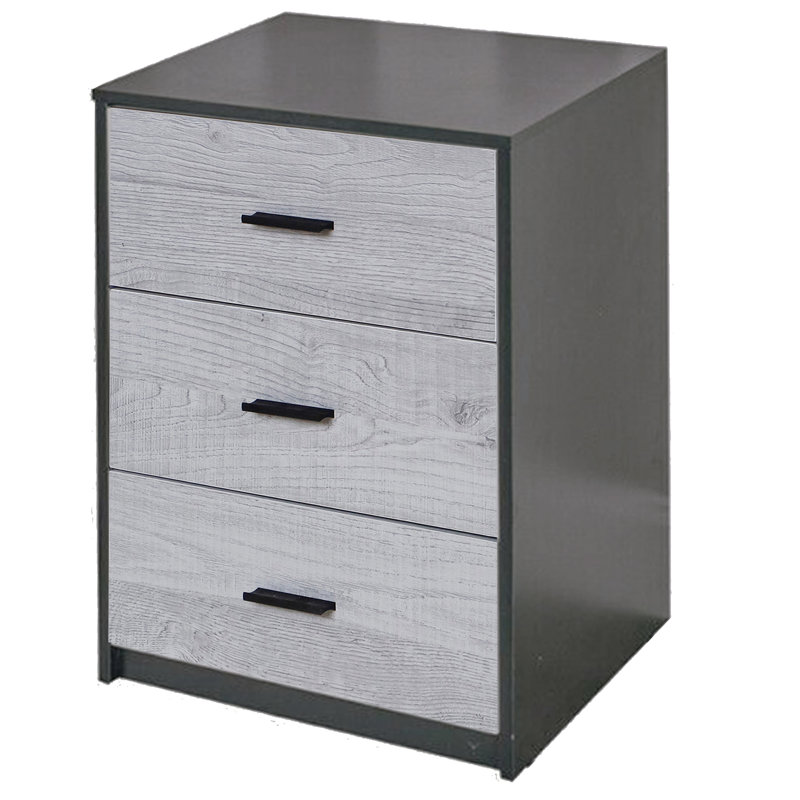 Diakite 40 cm W Bedside Table, Black/Ash Grey