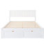 Lit plateforme blanc avec capacité généreuse sous le tiroir en pin et pour une chambre à coucher spacieuse. Tiroirs en matériaux délicats de qualité.