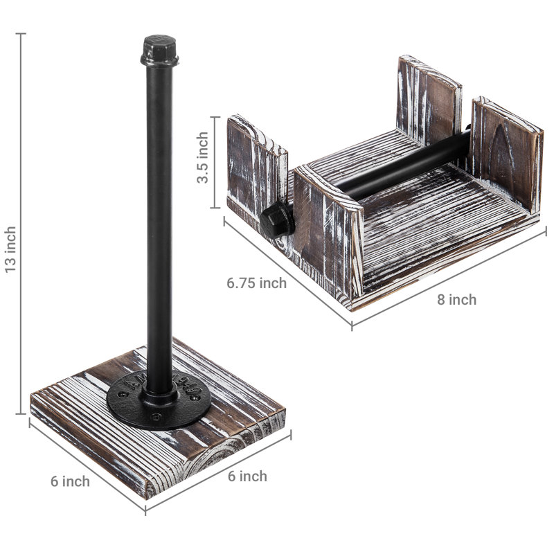 Wood Tabletop Paper Towel Holder, Black/Brown