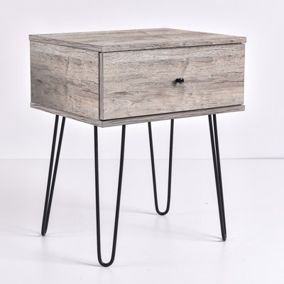 Muir 50.2cm W Iron + Manufactured Wood Bedside Table