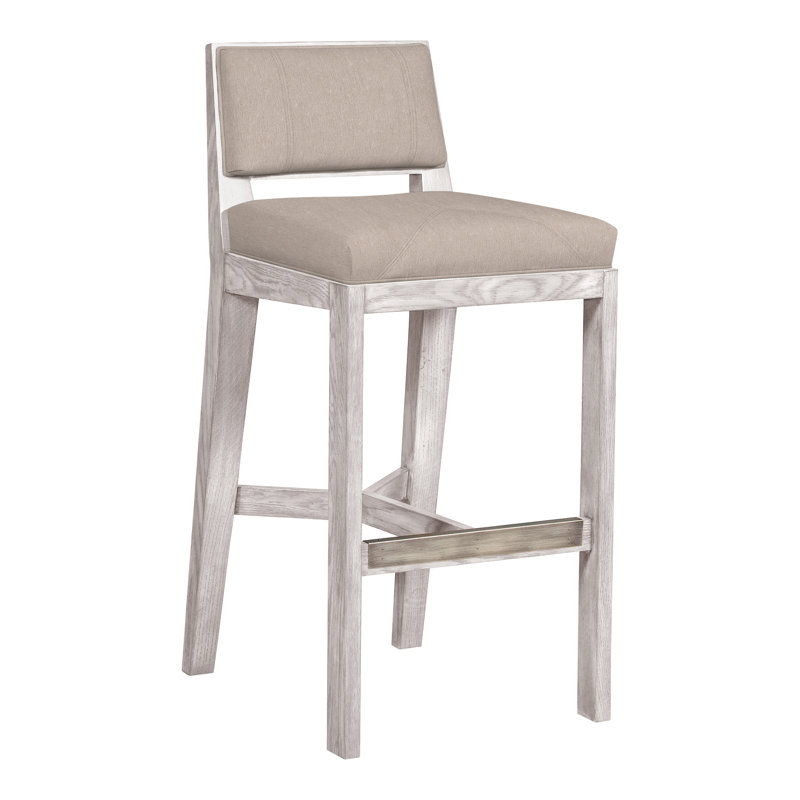 Scoville By Thom Filicia Upholstered Counter Stool with Solid Wood Frame, Dove Gray, Jiggles Fawn