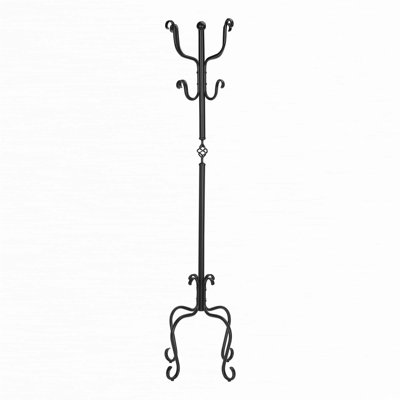 Coat Rack, Hall Tree, Free Standing, 8 Hooks, Entryway, 74"H, , Black Metal, Transitional