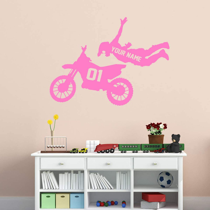 Adhésif décoratif «Dirt Bike Rider», H 23 po x l 29 po, Rose